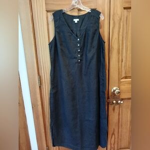 J. Jill 100% Linen Midi Tank Dress Black Sz 1X EUC (runs small)